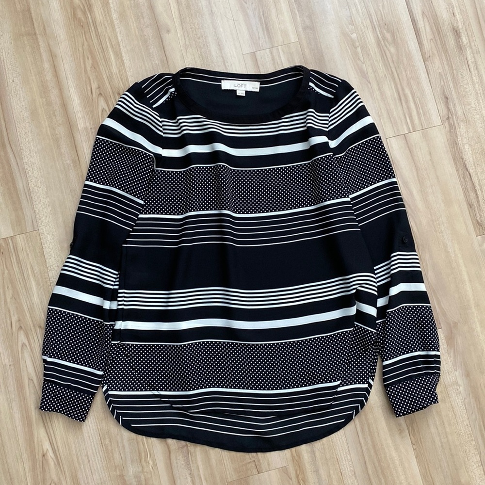Black and cream LOFT Blouse